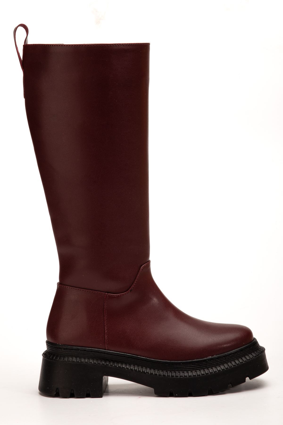 236-340 Bordo Fermuarlı Günlük Kadın Çizme