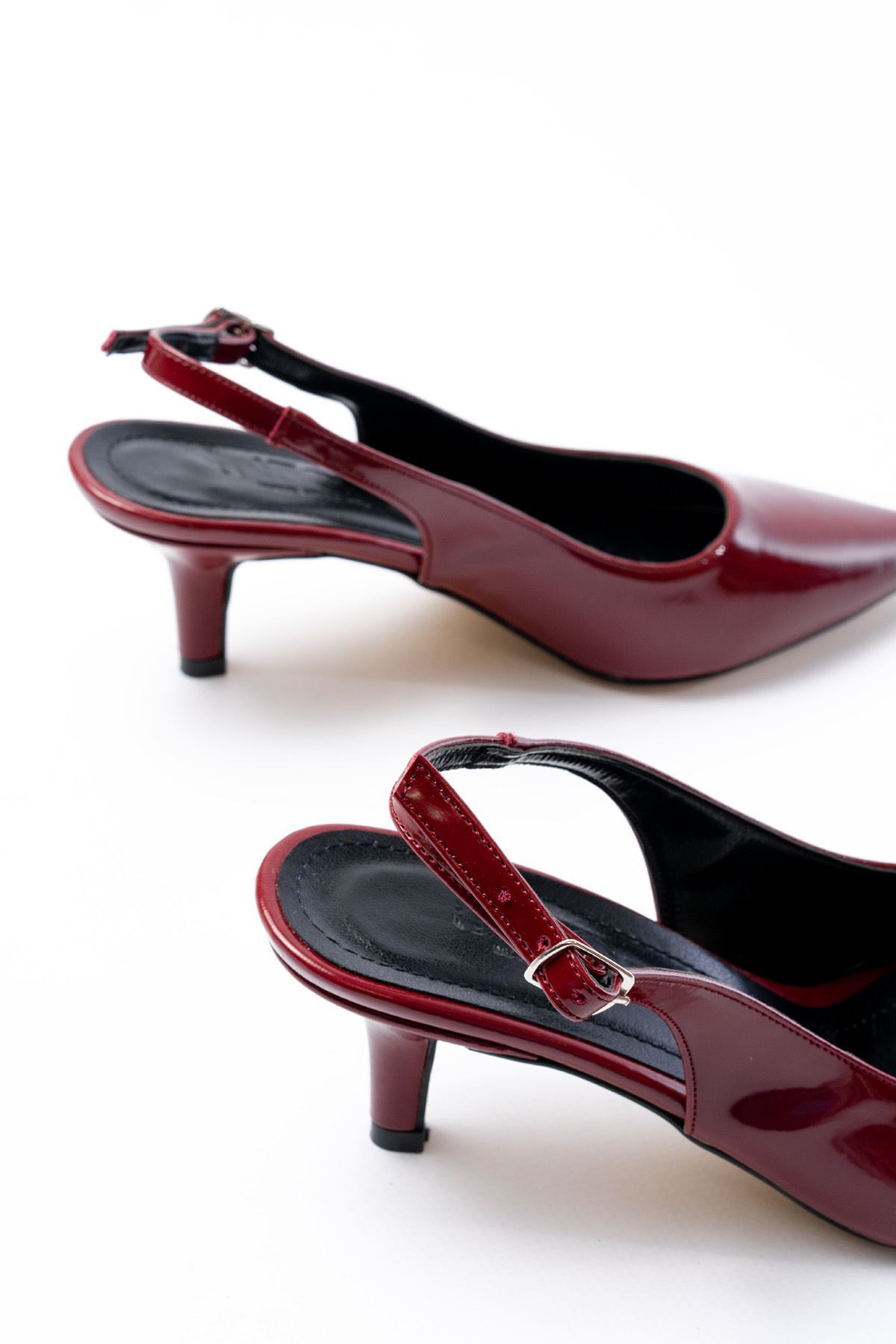 ST-1152 Bordo Rugan Günlük 7 cm Topuklu Kadın Ayakkabı