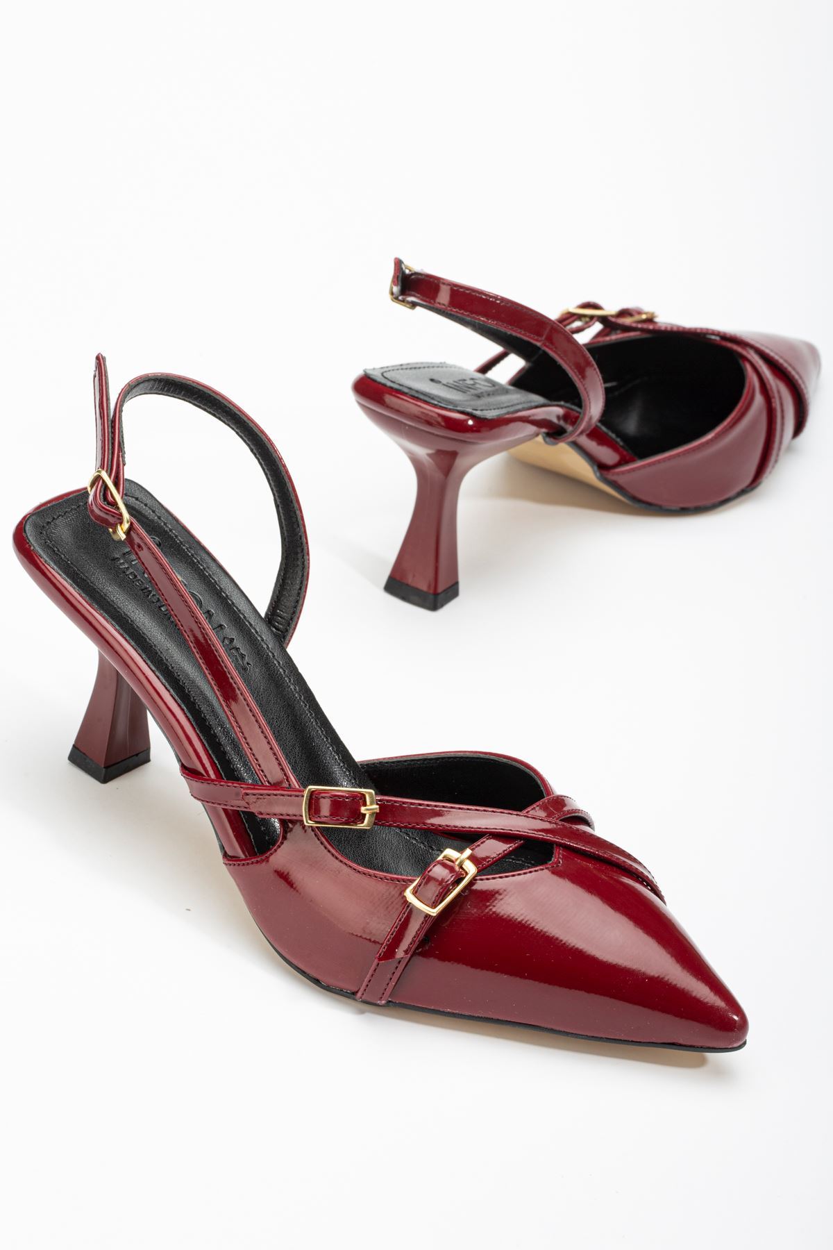 ST-005 Bordo Rugan Günlük 7 cm Topuklu Bayan Ayakkabı