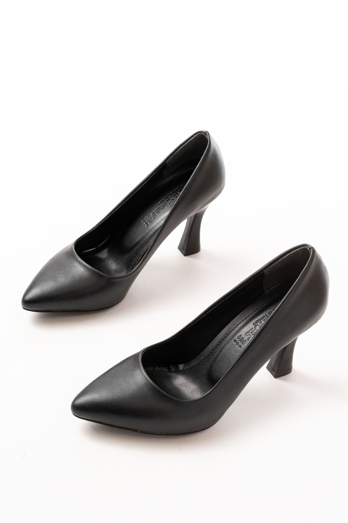 ST-001 Siyah Günlük 9 cm Topuklu Bayan Stiletto Ayakkabı