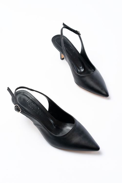 ST-1152 Siyah Günlük 7 cm Topuklu Kadın Ayakkabı