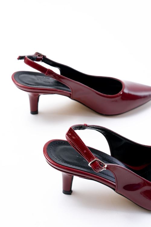 ST-1152 Bordo Rugan Günlük 7 cm Topuklu Kadın Ayakkabı