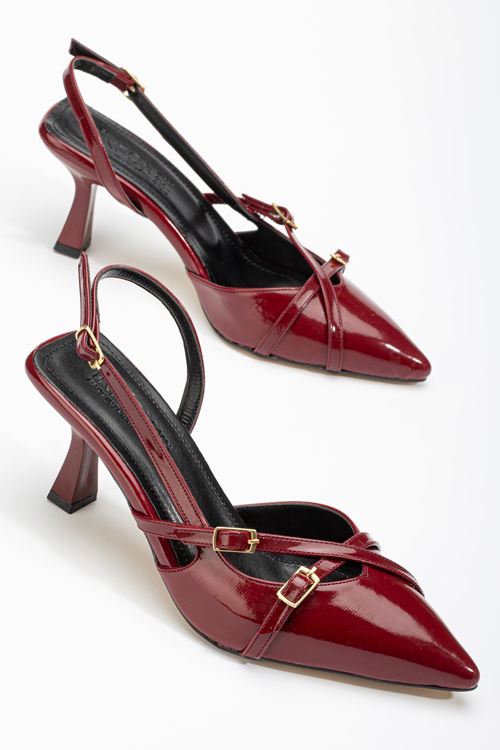 ST-005 Bordo Rugan Günlük 7 cm Topuklu Bayan Ayakkabı