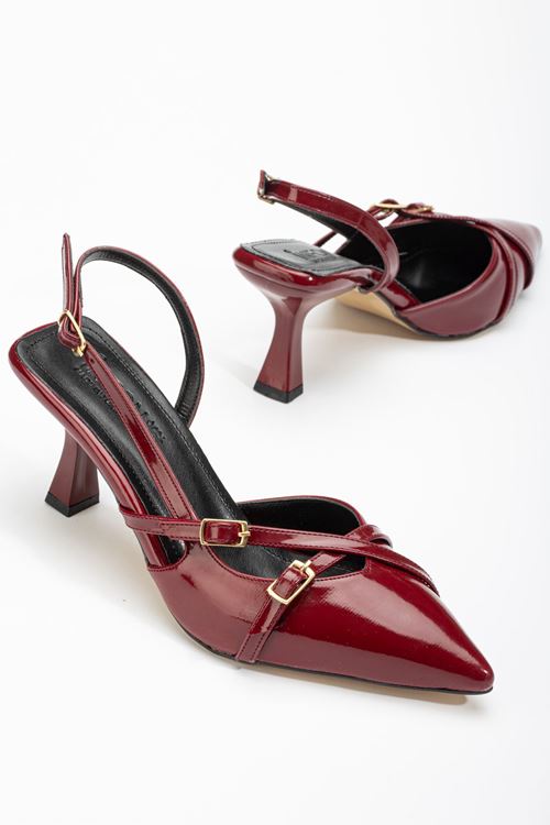 ST-005 Bordo Rugan Günlük 7 cm Topuklu Bayan Ayakkabı
