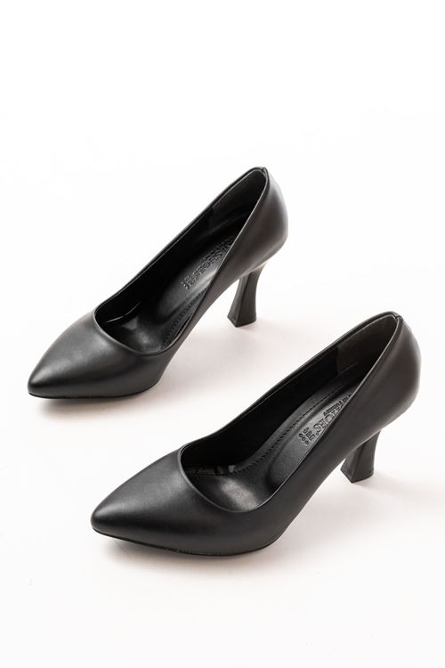 ST-001 Siyah Günlük 9 cm Topuklu Bayan Stiletto Ayakkabı