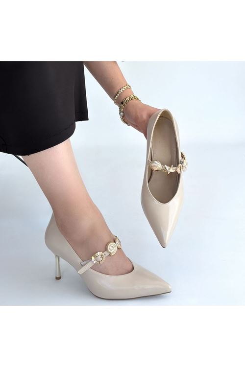 Conne Bej Cilt Stiletto Ayakkabı