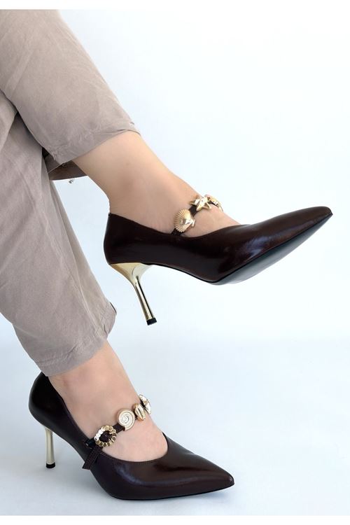 Conne Kahverengi Cilt Stiletto Ayakkabı