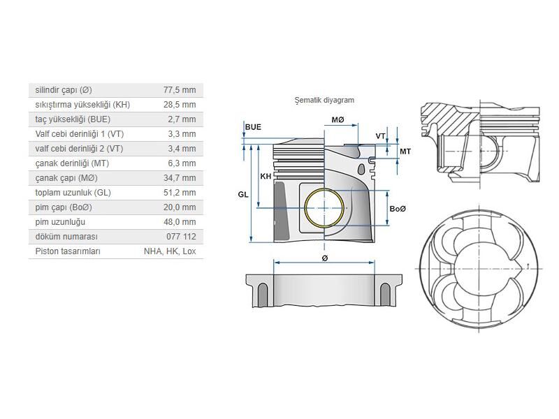 PİSTON 77,50 MM BMW N13 18 10-16