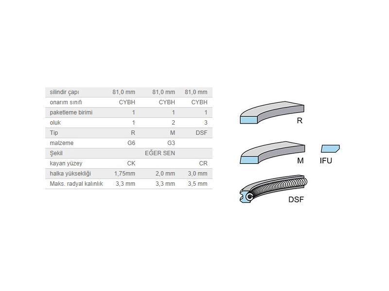 SEGMAN SETİ 81,01MM VAG A1 A3 A4 A5 A6 CAD3-4 CC CRAFT GO5-6-7 T5 T6 08-