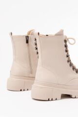 812-2121 Bej Bağcıklı Fermuarlı Günlük Kadın Bot