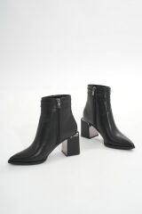 DNZ-401 Siyah Fermuarlı Topuklu Kadın Günlük Bot