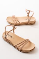 1001-1100 Nut Roze Taşlı Günlük Kadın Sandalet