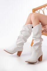 LS-1884 Beyaz Günlük Kadın Çizme