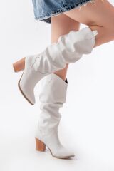 LS-1884 Beyaz Günlük Kadın Çizme
