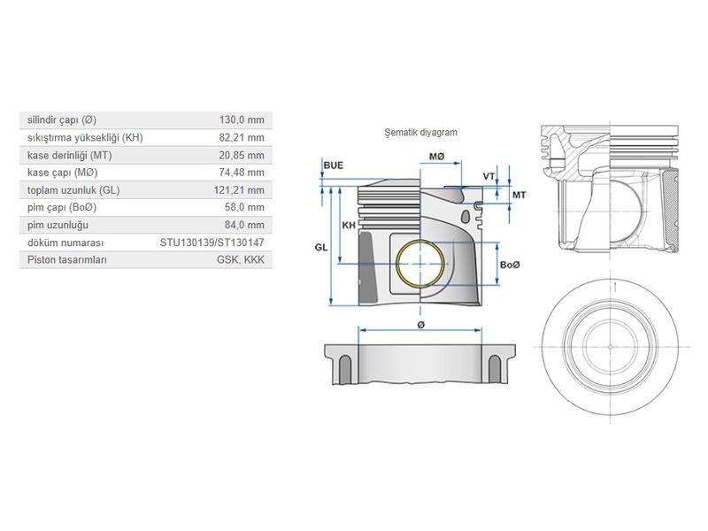 PİSTON 130,00MM LKW SCANIA