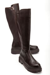 812-300 Kahverengi Fermuarlı Günlük Kadın Çizme