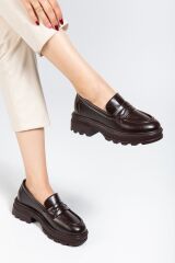 746-759 Kahve Yanki Yüksek Tabanlı Loafer Ayakkabı