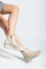 165-225 Bej Yanki Bağcıklı Fermuarlı Günlük Kadın Bot