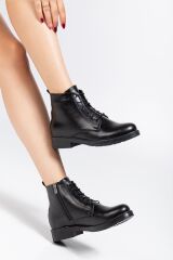 165-225 Siyah Yanki Bağcıklı Fermuarlı Günlük Kadın Bot