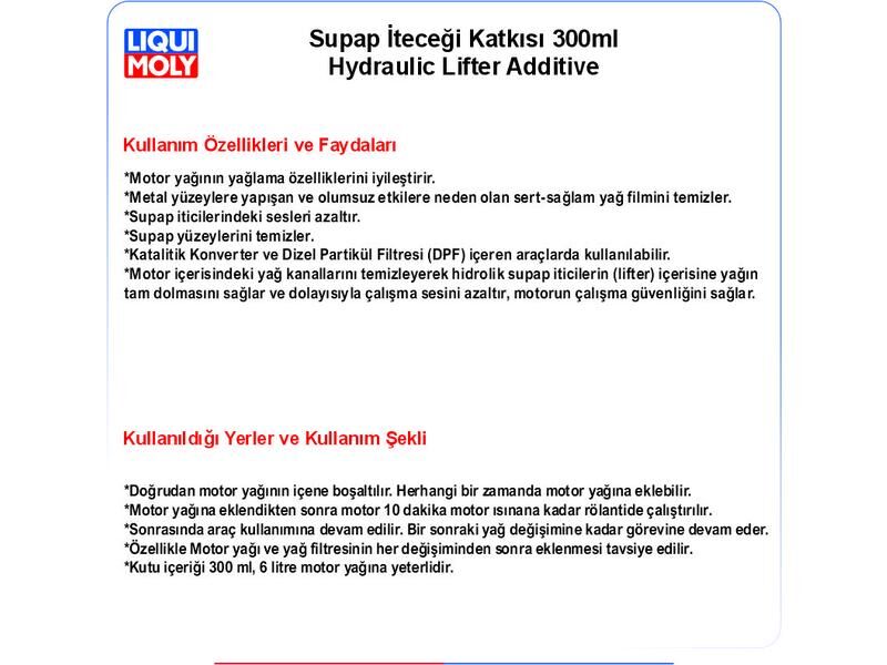 SUPAP İTECEĞİ KATKISI 300ml HYDRAULİC LİFTER ADDİTİVE