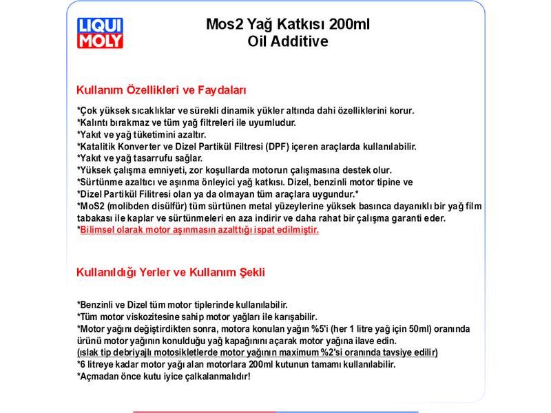 YAĞ KATKISI MOS2 125ML OIL ADDITIVE