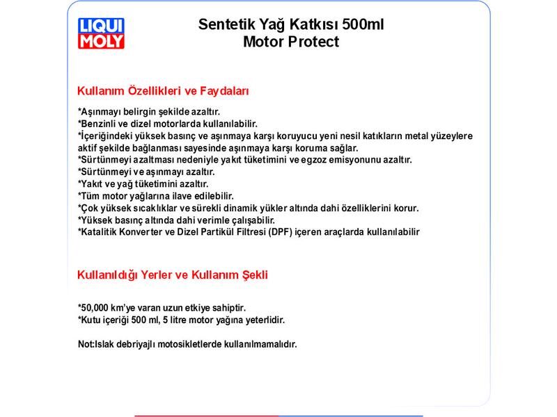 SENTETİK YAĞ KATKISI 500ml MOTOR PROTECT