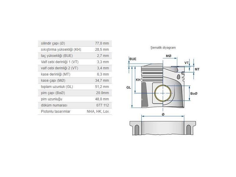PİSTON 77,00MM BMW N13 18 10-16