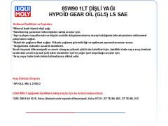 85W90 1LT DİŞLİ YAĞI HYPOİD GEAR OİL (GL5) LS SAE