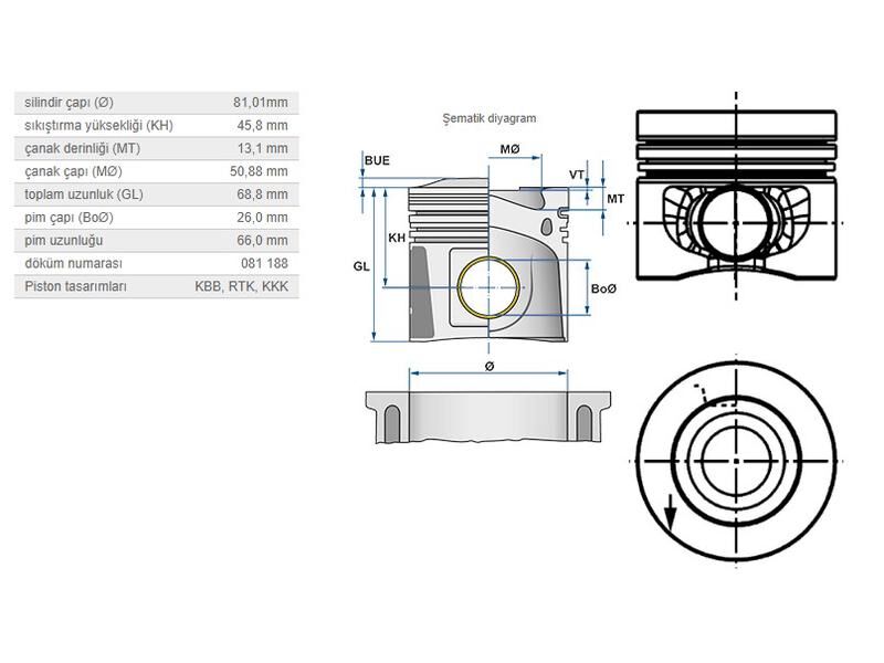 PİSTON 81,01MM VAG A1 A3 A4 A5 A6 CAD3-4 CC GO5-6 JET4 PAS 10-