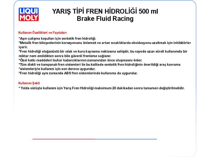 FREN HIDROLİĞİ YARIŞ TİPİ 500ML BRAKE FLUID RACING