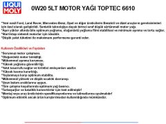 0W20 5LT MOTOR YAĞ TOPTEC 6610
