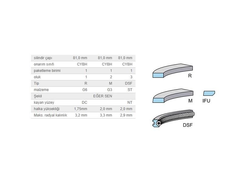 SEGMAN SETİ 81,00MM VAG A3 A4 A5 A6 Q2 GO7 JET4 PAS 12-