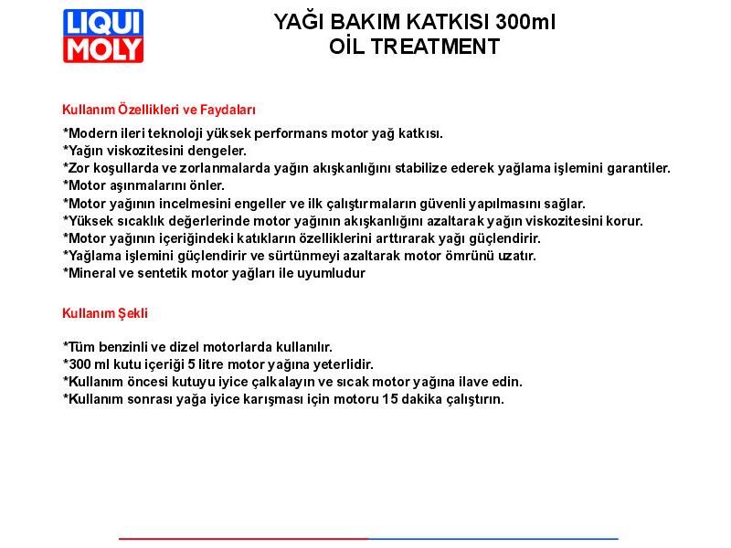 YAĞ BAKIM KATKISI 300ml OİL TREATMENT