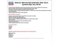 5W40 4LT MOTOR YAĞ SYNTHOİL HİGH TECH