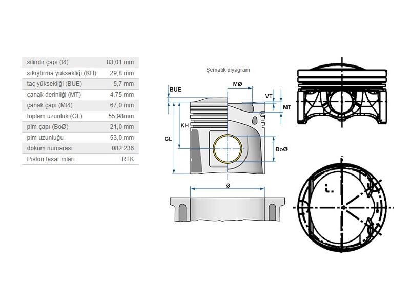 PİSTON 83,01MM VAG A3 A4 A5 PASSAT 06-
