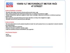 15W50 1LT MOTORSİKLET MOTOR YAĞ 4T STREET