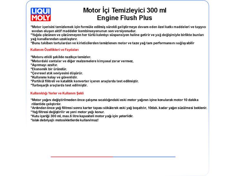 MOTOR İÇİ TEMİZLİYİCİ 300ML ENGİNE FLUSH PLUS