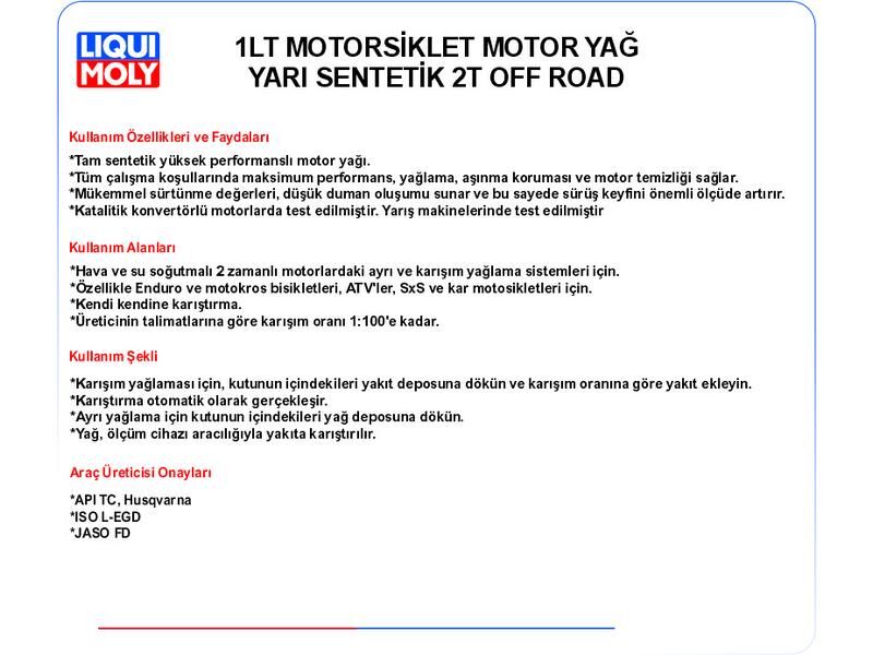 2 ZAMANLI MOTOR YAĞ 1LT  OFFROAD RACE