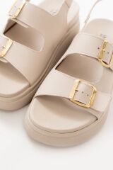 24422-1185 Bej Dolgu Topuk Kadın Sandalet