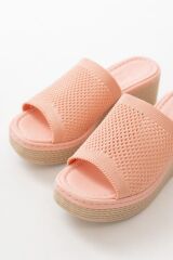 232-460 Pudra Triko Günlük Ortopedik Dolgu Topuk Kadın Terlik