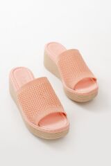 232-460 Pudra Triko Günlük Ortopedik Dolgu Topuk Kadın Terlik