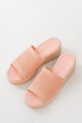 232-460 Pudra Triko Günlük Ortopedik Dolgu Topuk Kadın Terlik