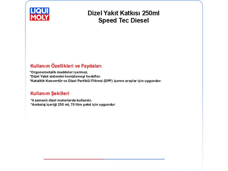 DİZEL YAKIT KATKISI 250ml SPEED TEC DİESEL