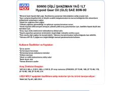80W90 HYPOİD DİŞLİ YAĞ 1LT HYPOİD GEAR OİL (GL5)