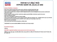 75W140 1LT DİŞLİ YAĞ FULLY SYNTHETİC HYPOİD GEAR OİL (GL5) LS SAE