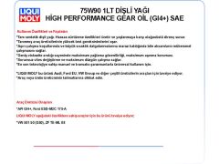 75W90 1LT DİŞLİ YAĞ HİGH PERFORMANCE GEAR OİL (GL4+) SAE