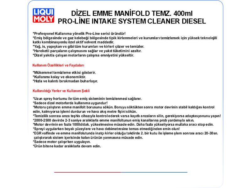 DİZEL EMME MANİFOLD TEMZ. 400ml PRO-LİNE INTAKE SYSTEM CLEANER DİESEL