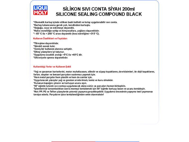 SİLİKON SIVI CONTA SİYAH 200ml SİLİCONE SEALİNG COMPOUND, BLACK