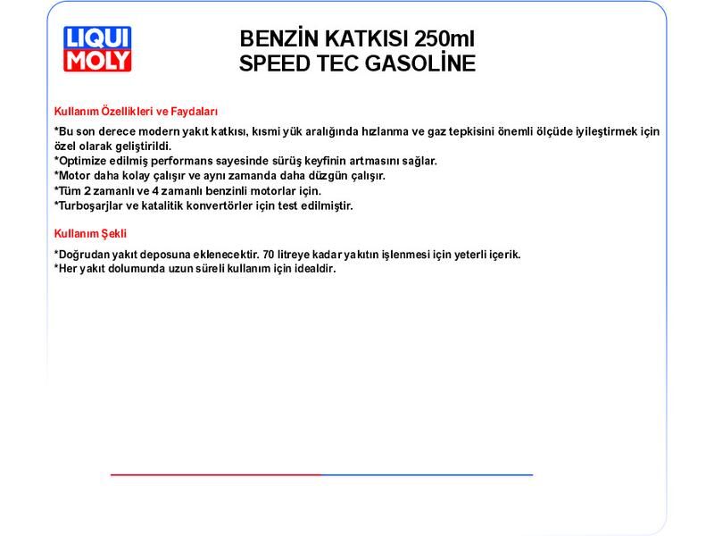 BENZİN KATKISI 250ml SPEED TEC GASOLİNE