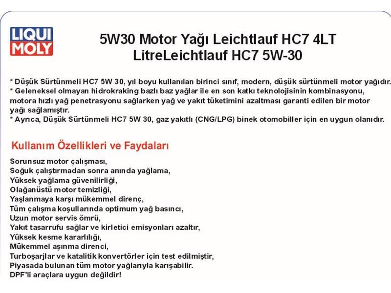 5W30 4LT MOTOR YAĞ LEİCHTLAUF HC7